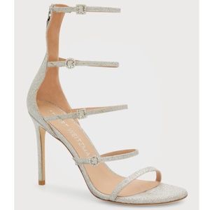 NIB $625 Stuart Weitzman Nudist Crystal-Buckle Caged Sandals in size 37.5!
